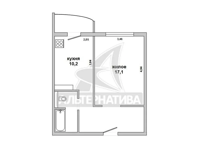 1-комнатная квартира,  г.Брест,  Криштофовича ул.,  2014 г.п. w172137 12