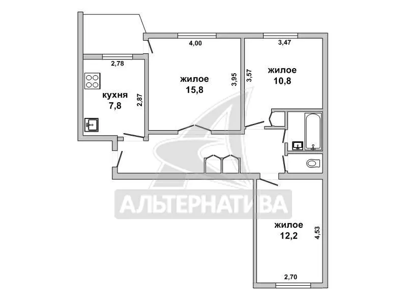 3-комнатная квартира,  г.Брест,  Пригородная ул.,  1988 г.п. w172222 9