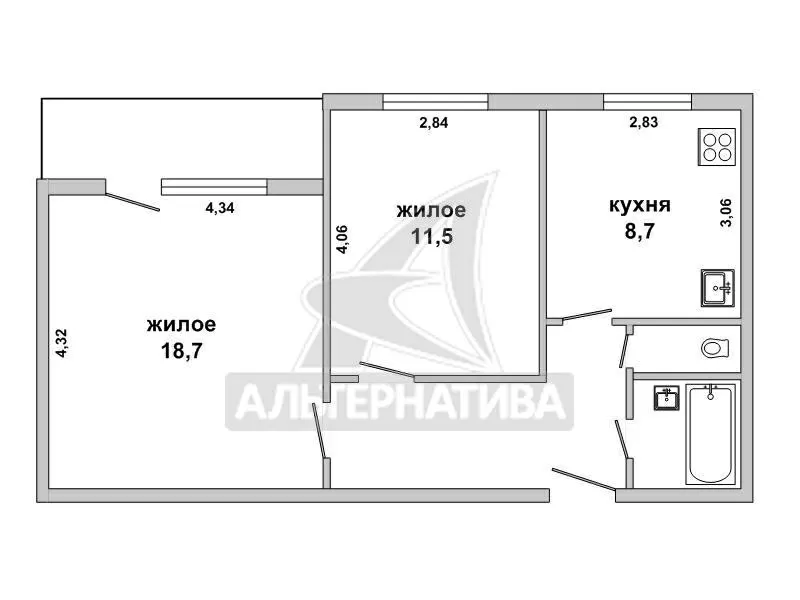 2-комнатная квартира,  г. Брест,  ул. Дубровская,  1991 г.п. w181388