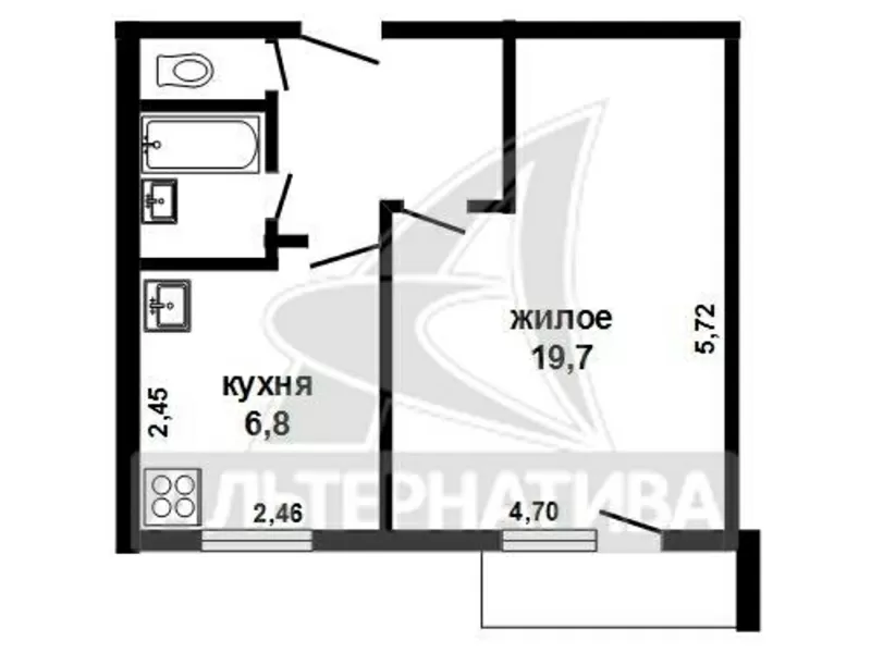 1-комнатная квартира,  Брест,  Карла Маркса,  36, 7/35, 8/19, 7/6, 8. w161709 3