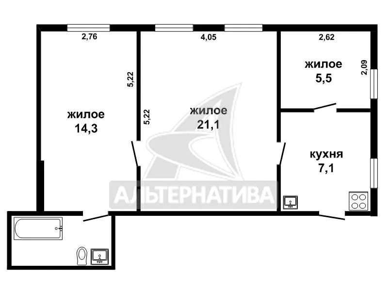 3-комнатная квартра,  г.Высокое,  Социалистическая ул. w171154 8