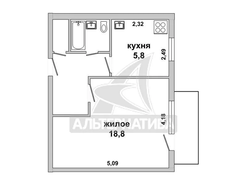 1-комнатная квартира,  г. Брест,  ул. Шоссейная,  1986 г.п. w182088 8