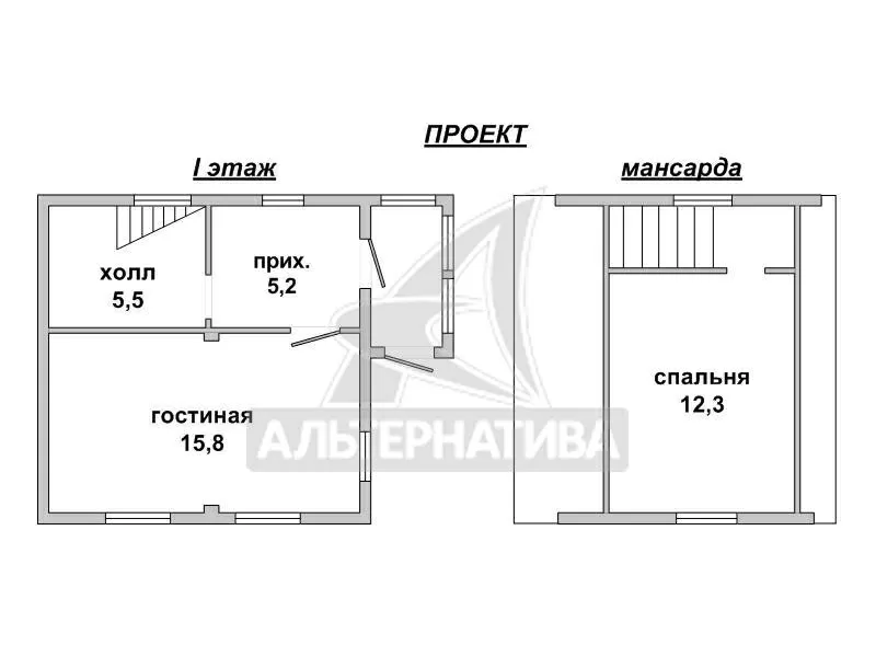 Коробка садового домика в Брестском р-не. 1 этаж,  мансарда. r180556 8