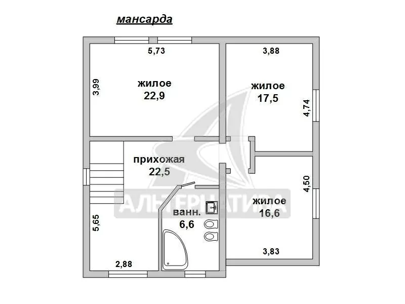 Жилой дом. 2001 г.п. Брест. Кирпич / шифер. 1 этаж + мансарда. r162028 11