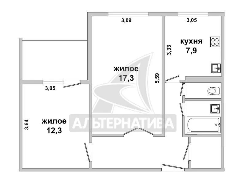 2-комнатная квартира,  г. Брест,  ул. Красногвардейская. w180944 10