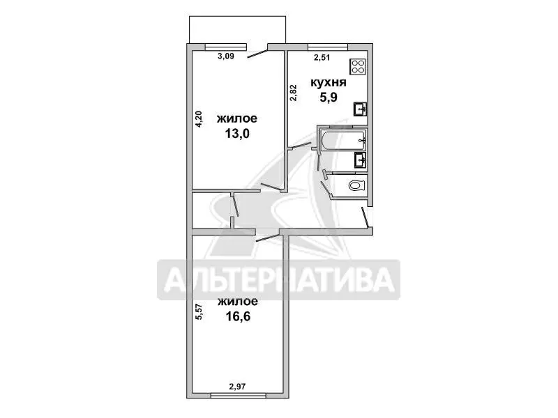 2-комнатная квартира,  г. Брест,  ул. Кирова. w180993 8