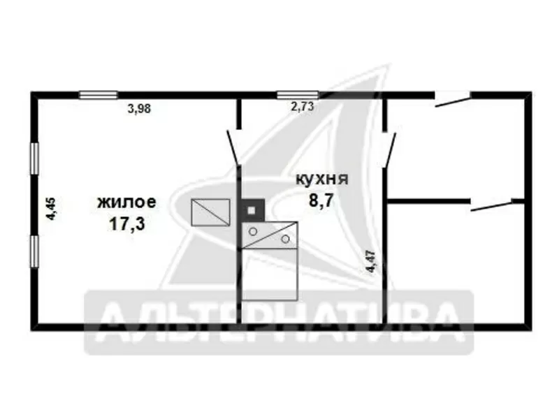 Жилой дом. Брестский р-н. Брус / шифер. Общ.- 26, 0 кв.м. r162869 6