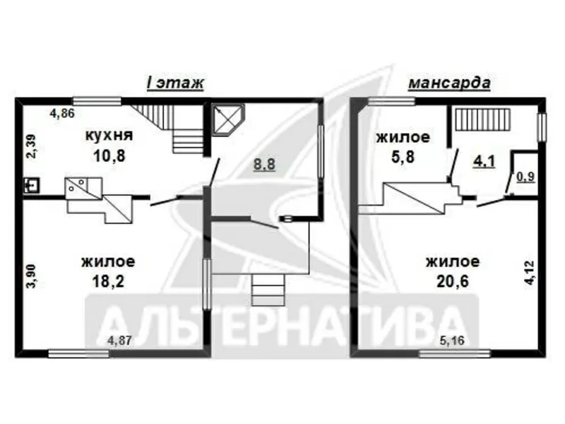 Жилой дом. 2011 г.п. Брестский р-н. Шлакобетон / шифер. r170563 14