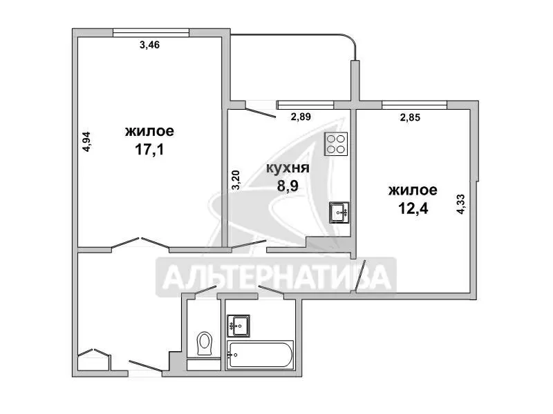 2-комнатная квартира,  г. Брест,  ул. Луцкая,  1991 г.п. w181380 8