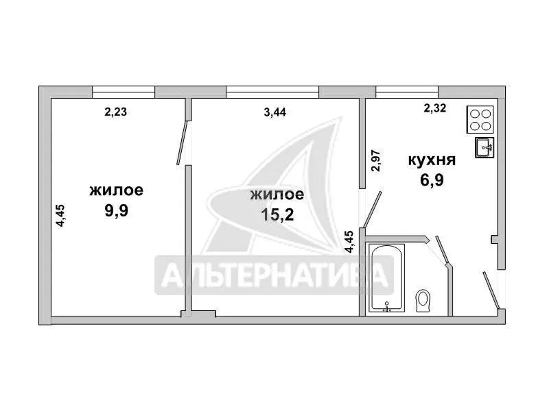 2-комнатная квартира,  г. Брест,  Красногвардейская,  1962 г.п. w181488 8