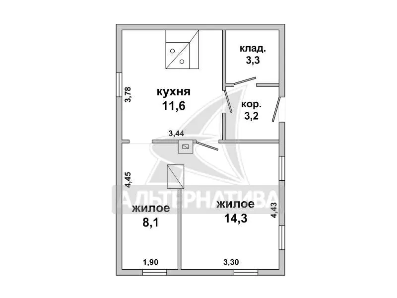 Жилой дом в Брестском р-не. 1 этаж. Общ.СНБ - 40, 5 кв.м. r180350 13