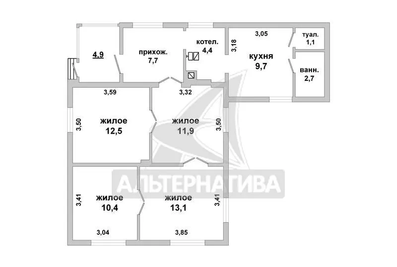 Жилой дом в г.Бресте. 1964 г.п. 1 этаж. Общ.СНБ - 78, 4 кв.м. r172488 3