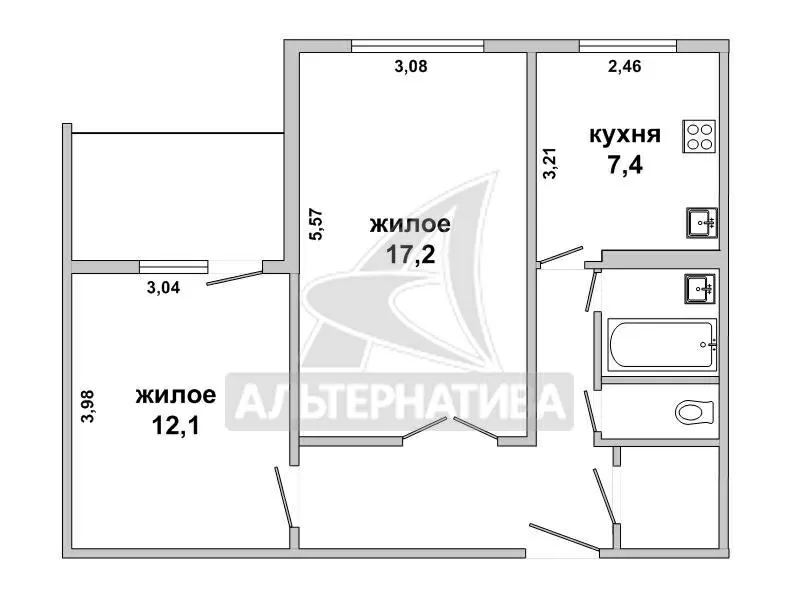 2-комнатная квартира,  г. Брест,  ул. Волгоградская,  1987 г.п. w181806 15