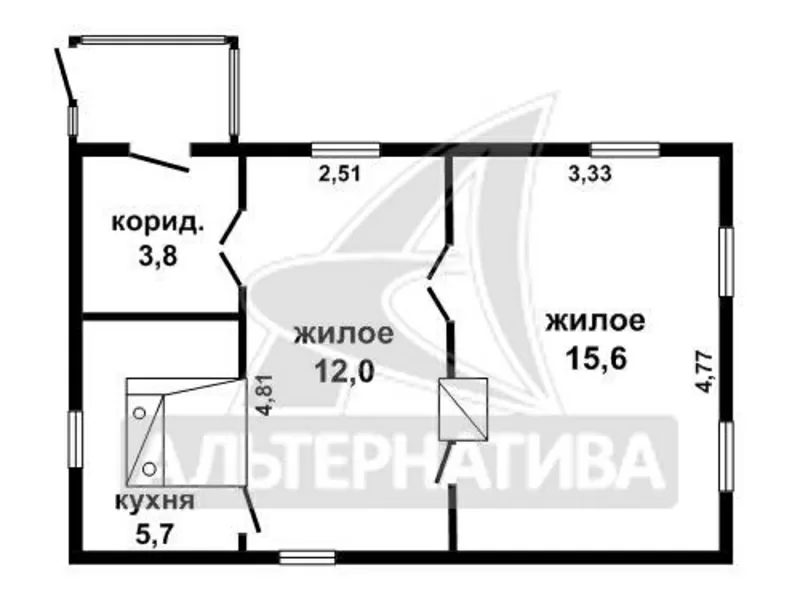 Жилой дом. 1949 г.п. Каменецкий р-н. Брус / шифер. r161321 9