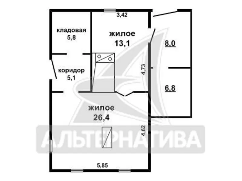 Жилой дом. 1931 г.п. Каменецкий р-н. Брус / шифер. 1 этаж. r162219 7