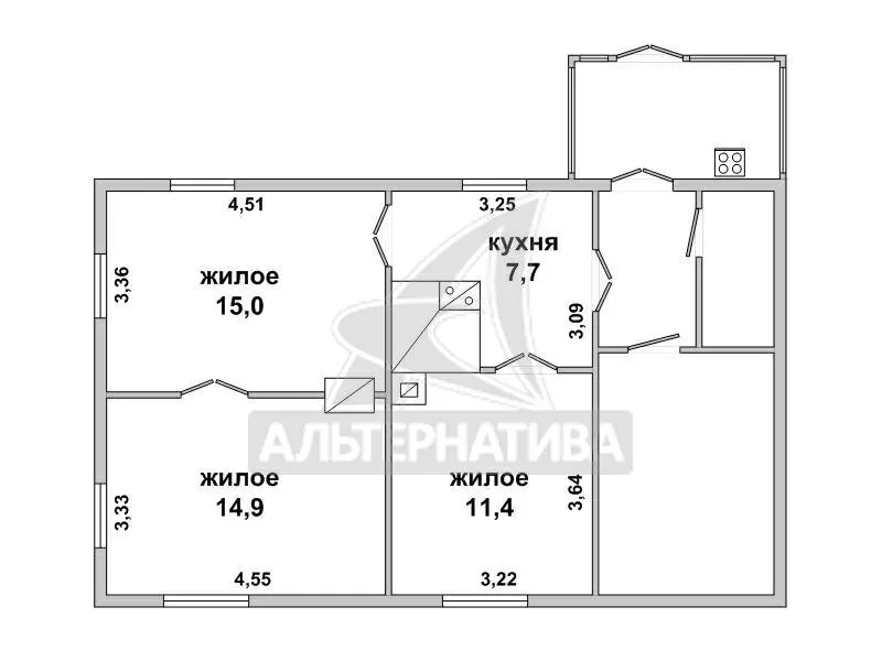 Жилой дом в Брестском р-не. 1 этаж. Общ.- 49, 0 кв.м. r182411 2