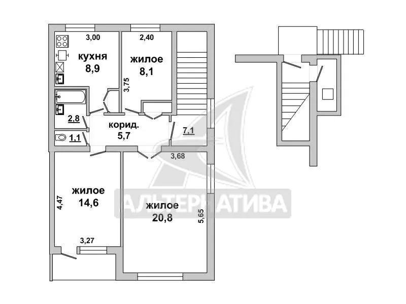 Квартира в блокированном доме в Кобринском р-не. r180006 2