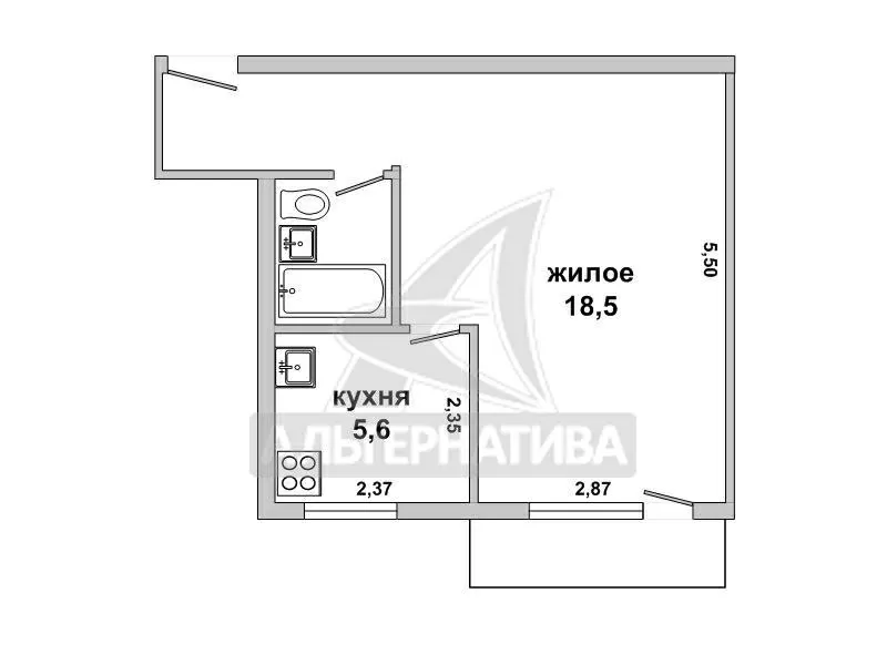 1-комнатная квартира,  г.Брест,  Янки Купалы ул. w172076 4