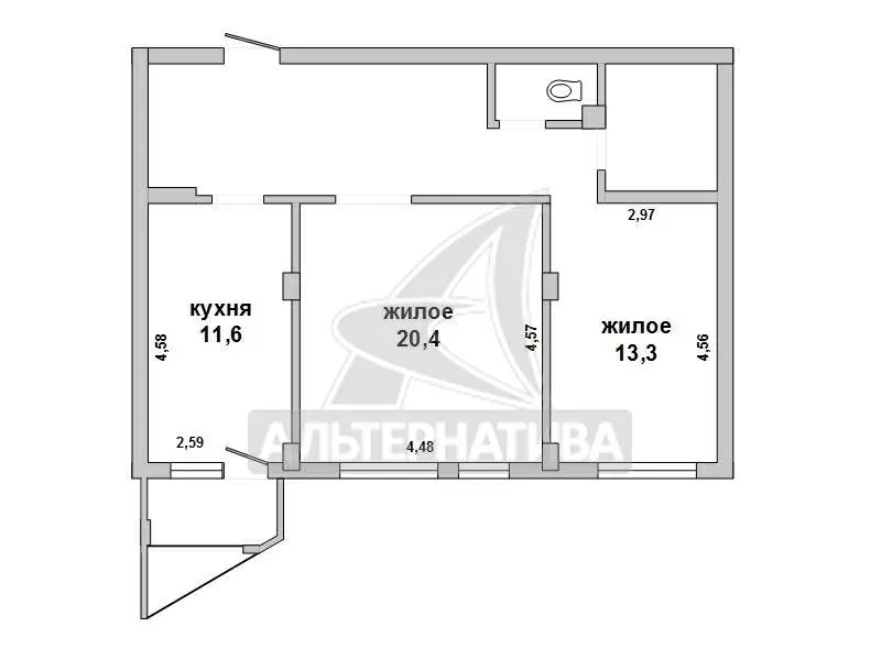 2-комнатная квартира,  г.Брест,  Зубачева ул. w172408