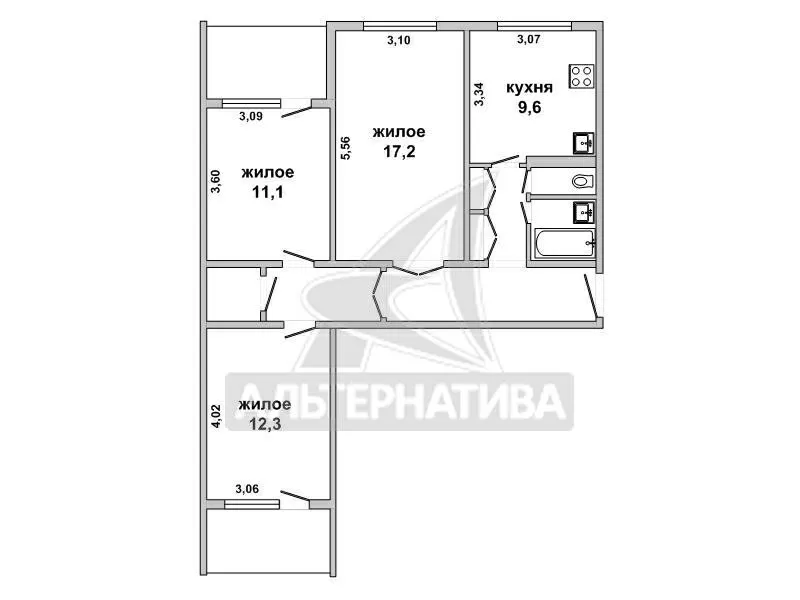 3-комнатная квартира,  г.Брест,  Партизанский проспект. w180359 13