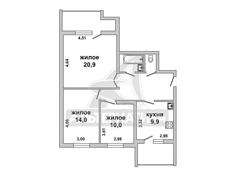 3-комнатная квартира,  г.Брест,  Московская ул.,  1998 г.п. w180368 10