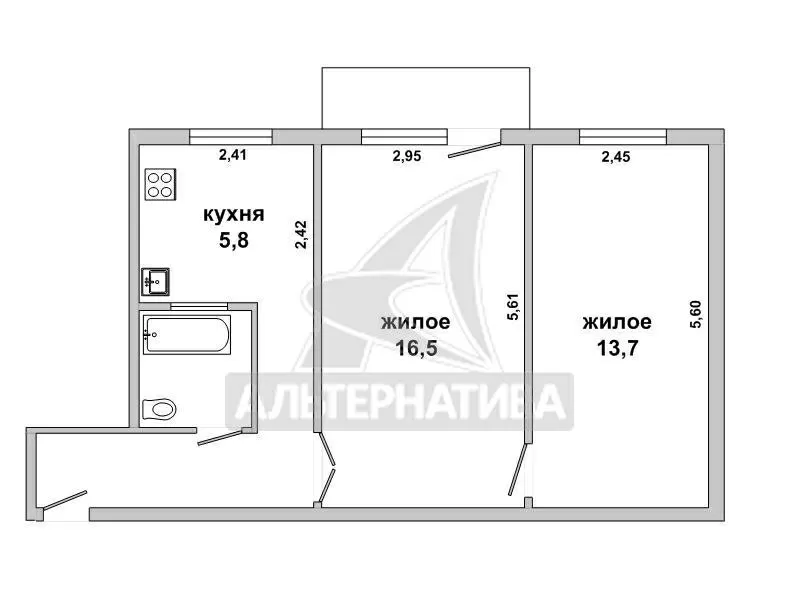 2-комнатная квартира,  г. Брест,  ул. Интернациональная ул. w180605 2