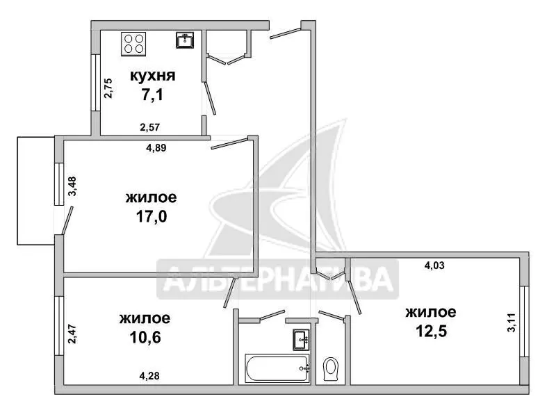 3-комнатная квартира,  г. Брест,  ул. Кирова. w180505 4