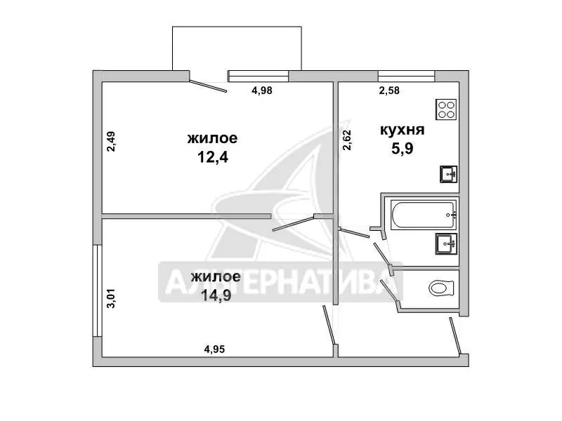 2-комнатная квартира,  г. Брест,  ул. Кирова,  1966 г.п. w180517 8