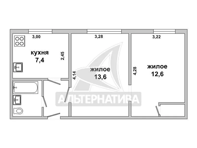 2-комнатная квартира,  г. Брест,  ул. МОПРа,  1969 г.п. w180636 2