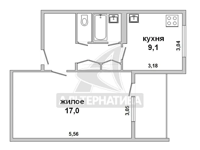 1-комнатная квартира,  г. Брест,  ул. Ленинградская,  1989 г.п. w180743 4