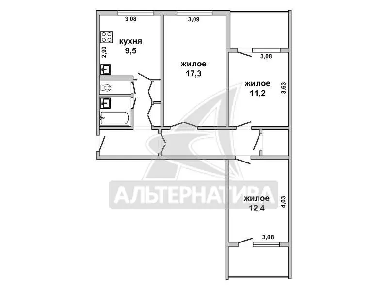 3-комнатная квартира,  г. Брест,  ул. Карбышева w180558 11