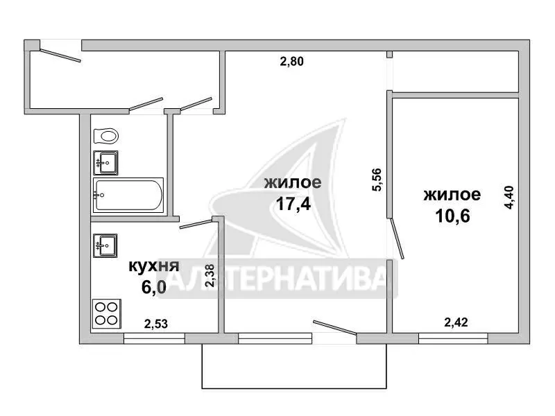 2-комнатная квартира,  г. Брест,  ул. Карла Маркса,  1962 г.п. w180442 14