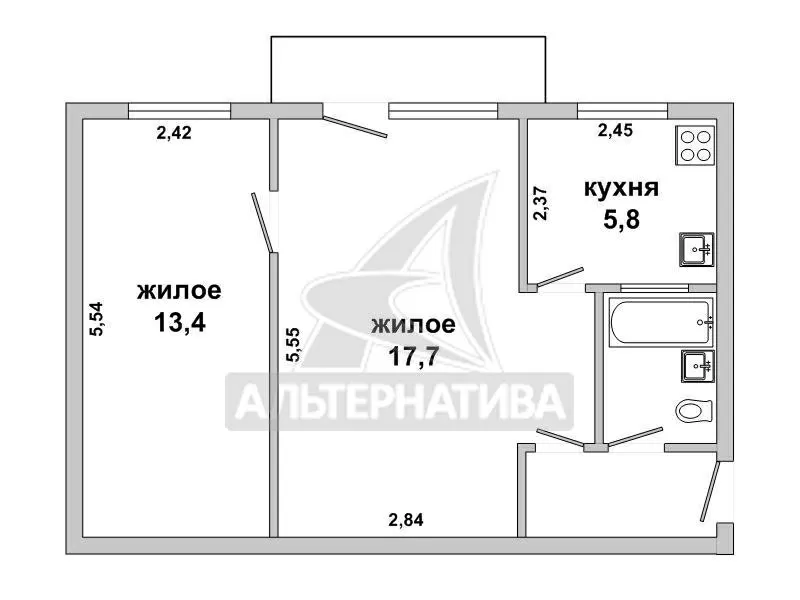 2-комнатная квартира,  г. Брест,  ул. Кирова,  1966 г.п. w181155 11