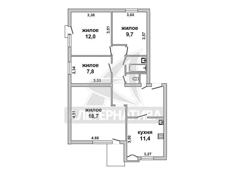 4-комнатная квартира,  д. Тельмы-1,  ул. Солейко. w181361 3