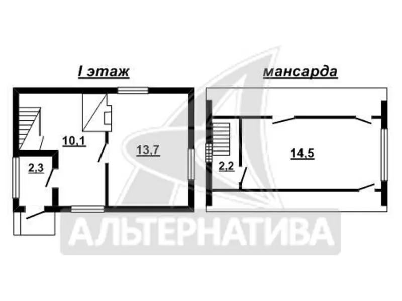 Садовый домик. Брестский р-н. Блок / шифер. 1 этаж + мансарда. r162931 13