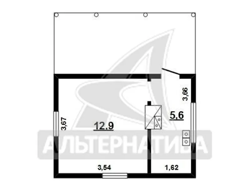 Садовый домик. г.Брест. Каркасно-засыпной / шифер. 1 этаж. r170417 10