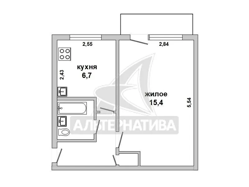 1-комнатная квартира,  г. Брест,  ул. Брестских дивизий. w182554 7