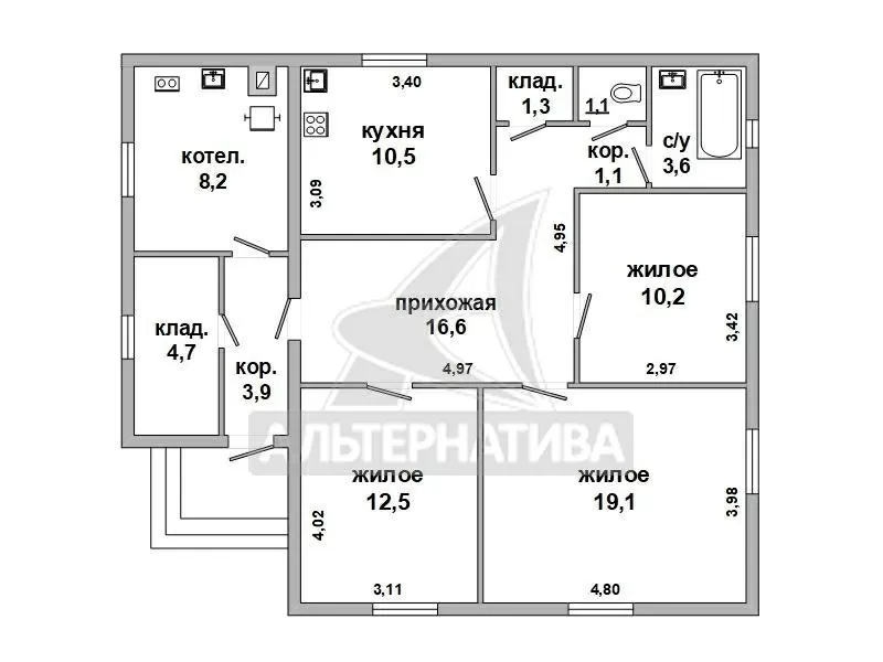 Жилой дом в Каменецком р-не. 1992 г.п. Общ.СНБ - 92, 8 кв.м. r181624 2