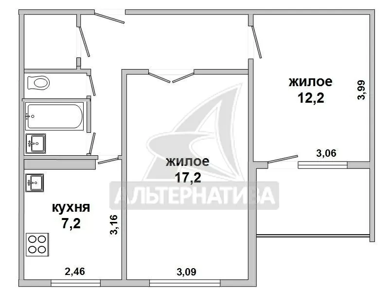 2-комнатная квартира,  д.Вельямовичи,  Садовая ул.,  1989 г.п. w161531 4