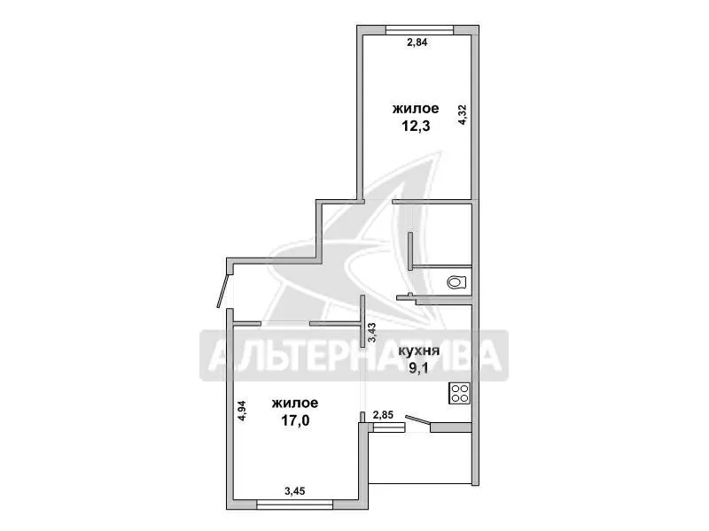 2-комнатная квартира,  г. Брест,  ул. Московская. w180629 14