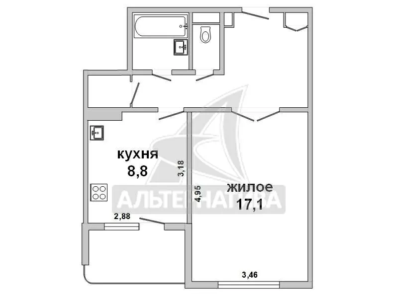 1-комнатная квартира,  г. Брест,  ул. Волгоградская,  1989 г.п. w182910 2