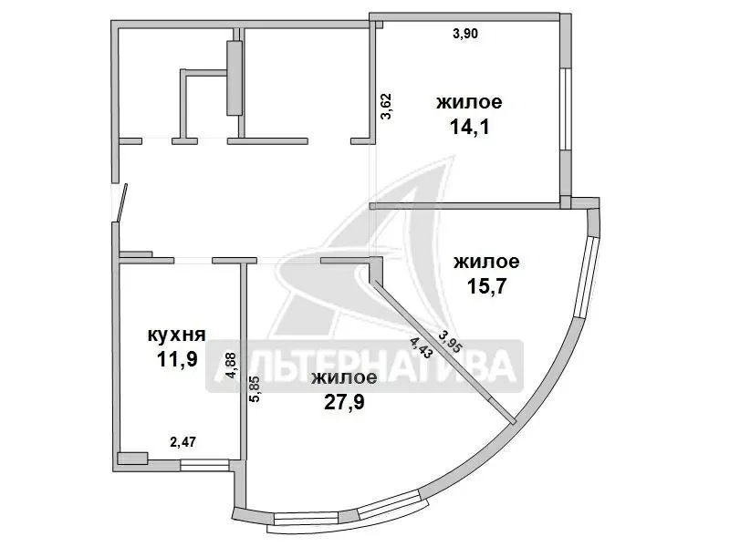 3-комнатная квартира,  г.Брест,  Октябрьской Революции ул. w161689 8