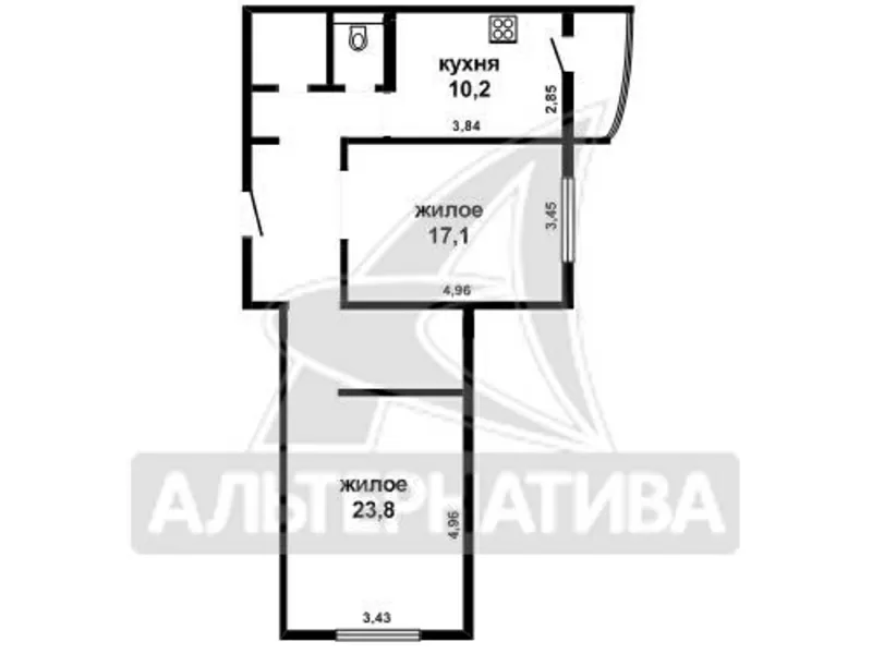 2-комнатная квартира,  г.Брест,  Махновича,  68, 4/65, 7/40, 9/10, 2. w161519 9