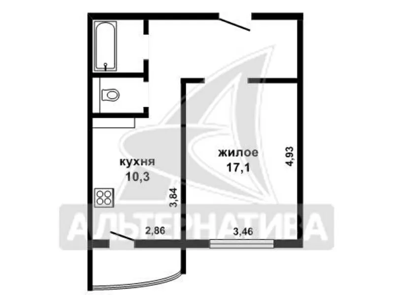 1-ком. квартира,  Брест,  Криштофовича,  44, 8/42, 1/17, 1/10, 3. w162170 6