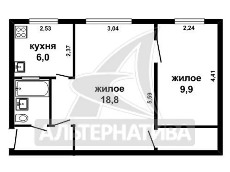 2-комнатная квартира,  г.Брест,  Космонавтов бульвар,  1962 г.п. w170484 7