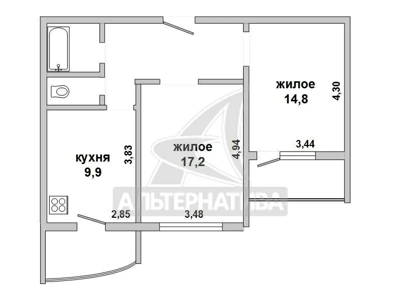 2-комнатная квартира,  г.Брест,  Рокоссовского ул. w170338 5