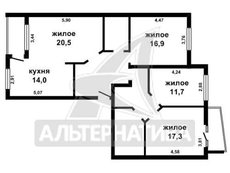 4-комнатная квартира,  г.Брест,  Маяковского ул.,  2011 г.п. w170679 4