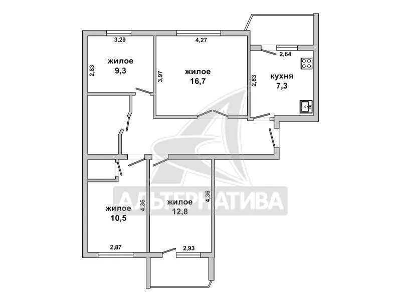 4-комнатная квартира,  г. Брест,  Менжинского ул., 1998 г.п. w171391 6