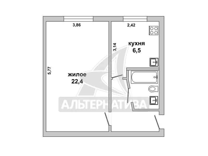 1-комнатная квартира,  г.Брест,  Советская ул.,  1939 г.п. w171599 5