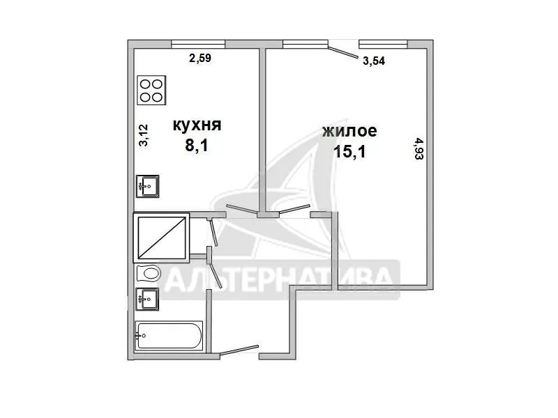 1-комнатная квартира,  г.Каменец,  Брестская ул. w172000 6